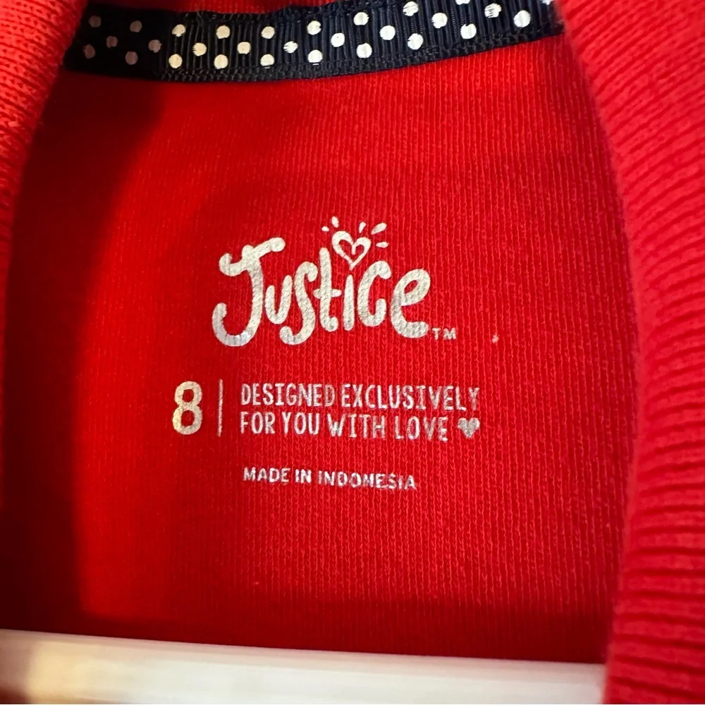 Justice red long sleeve polo shirt. Girls size 8
